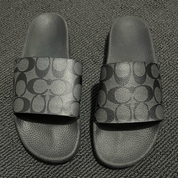 NWT Coach Men's Signature Coated Canvas Pool Slide - Picture 1 of 5